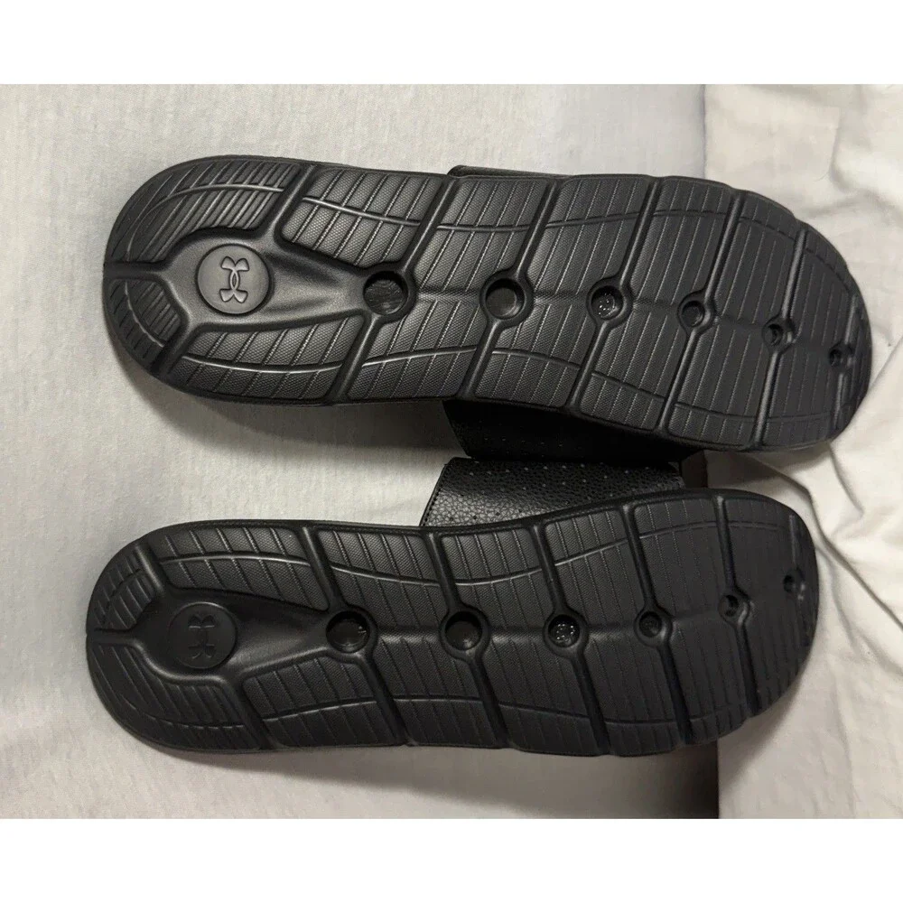 NEW NWT Under Armour Ignite Pro SL Slides Black White Mens size 18 Summer Shoes